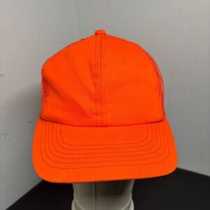 Vintage Duck Bay Orange Hunting Hat Snapback Trucker Cap Mesh OSFM Made in Korea